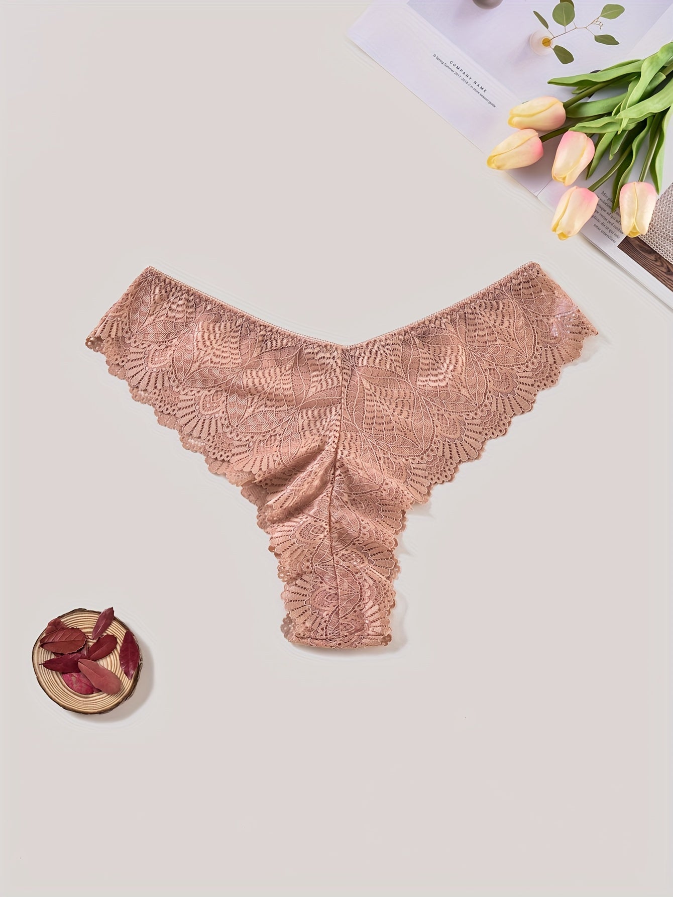 3 Pack Plus Size Panties Set High Stretch Underwear Women's Solid Floral Lace