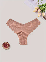 3 Pack Plus Size Panties Set High Stretch Underwear Women's Solid Floral Lace
