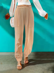  Women's Ruched Elastic Waist Joggers With Pockets