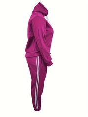  Casual Two Piece Set Solid Sweatshirt & Jogger Pants