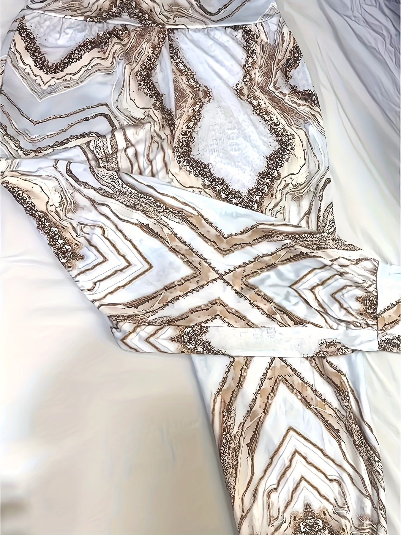  Glitter Marble Print Top & Pants Set