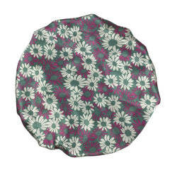 Milk Silk Wide Brim Bonnet Daisy Printed Satin Ladies Hair Cap