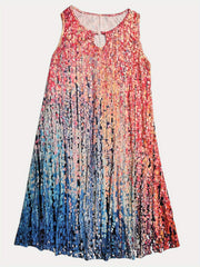  Colorblock Damask Print Tank Dress with Cut Out Ring Detail