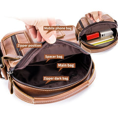 Cowhide Boy Satchel Leather Shoulder Bag Men's Retro Vertical Messenger Bag