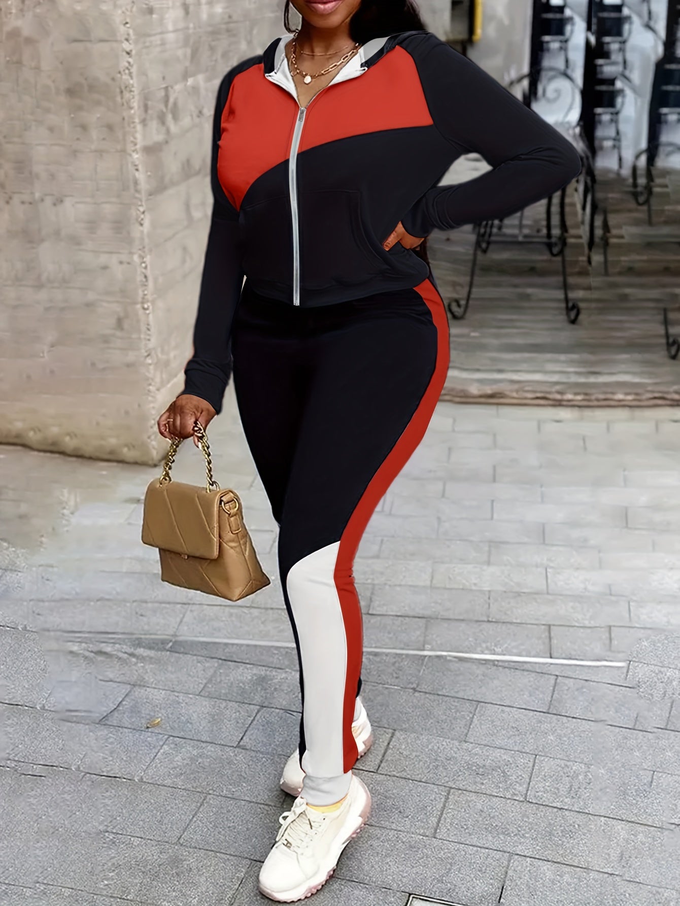  Colorblock Hoodie & Joggers Set