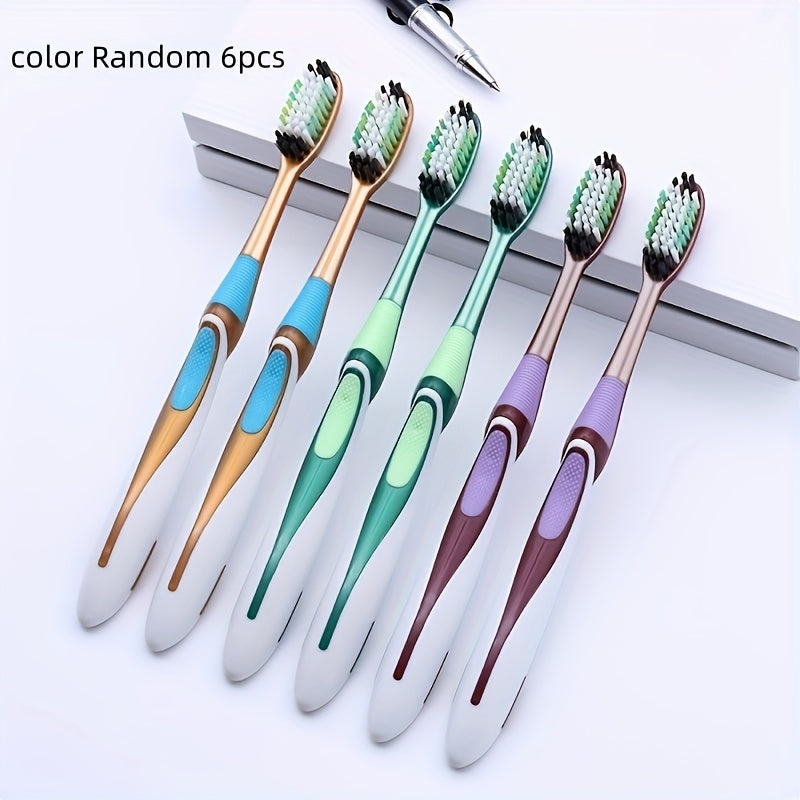 6pcs Medium Hard Hair Toothbrush 6 Independent Packs Big Head Adult Family Pack