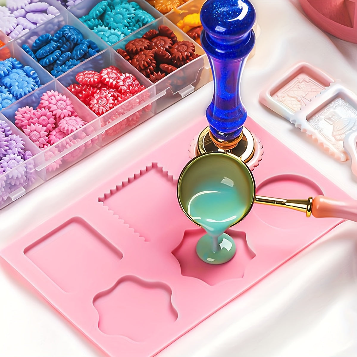 Silicone Shaping Mold Fire Seal Wax Granule Holder Circle Mold Stamping Tool