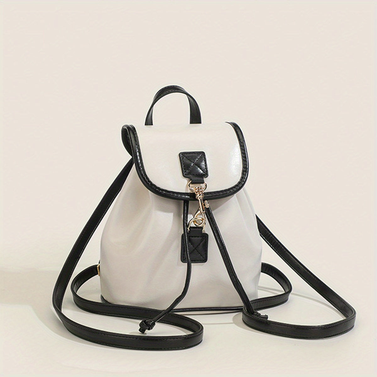 Colorblock Stylish Backpack Drawstring Rucksack Women's Travel Bag