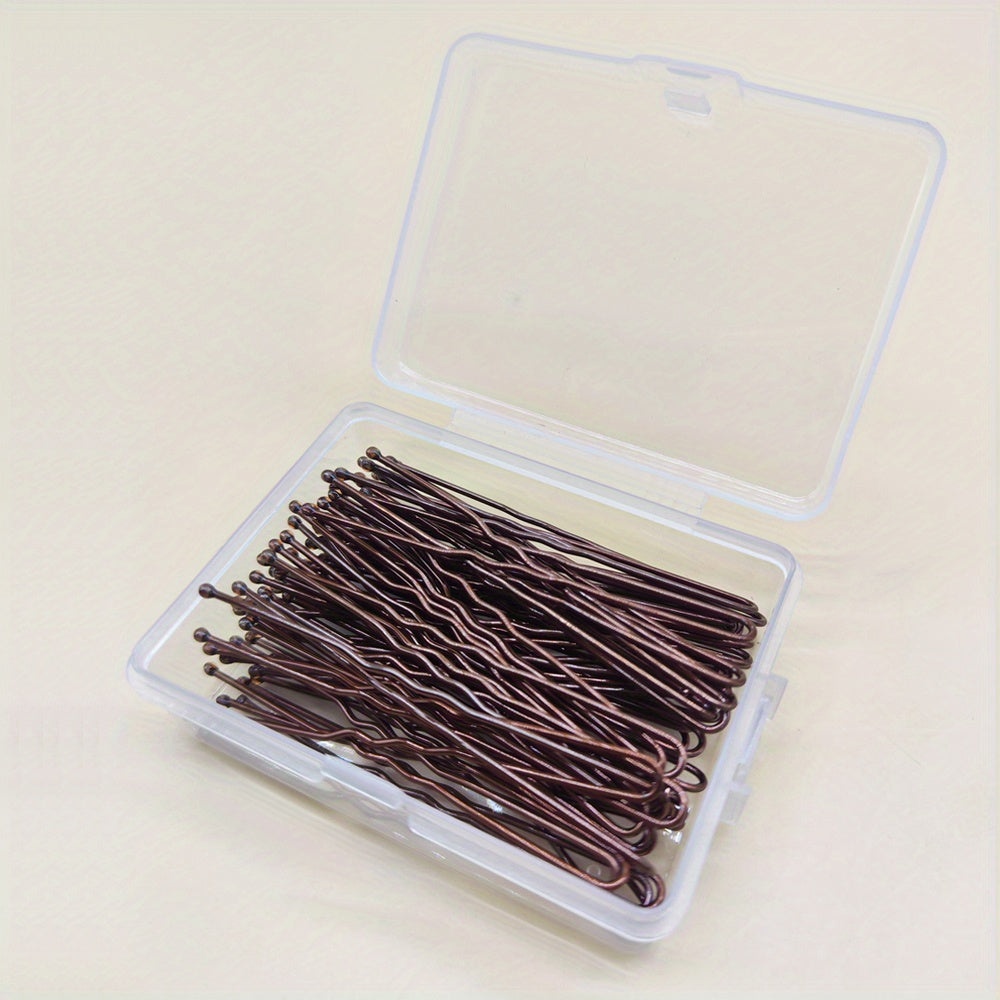 50pcs U Shaped Hair Pins Bobby Pins with Storage Box for Women Lady Girls