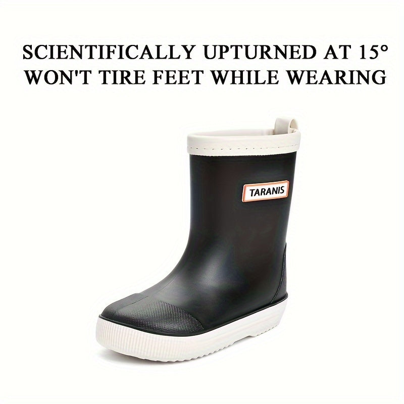 TARANISFIT Girl's Solid Rain Boots Waterproof Comfy Shoes For Outdoor Working