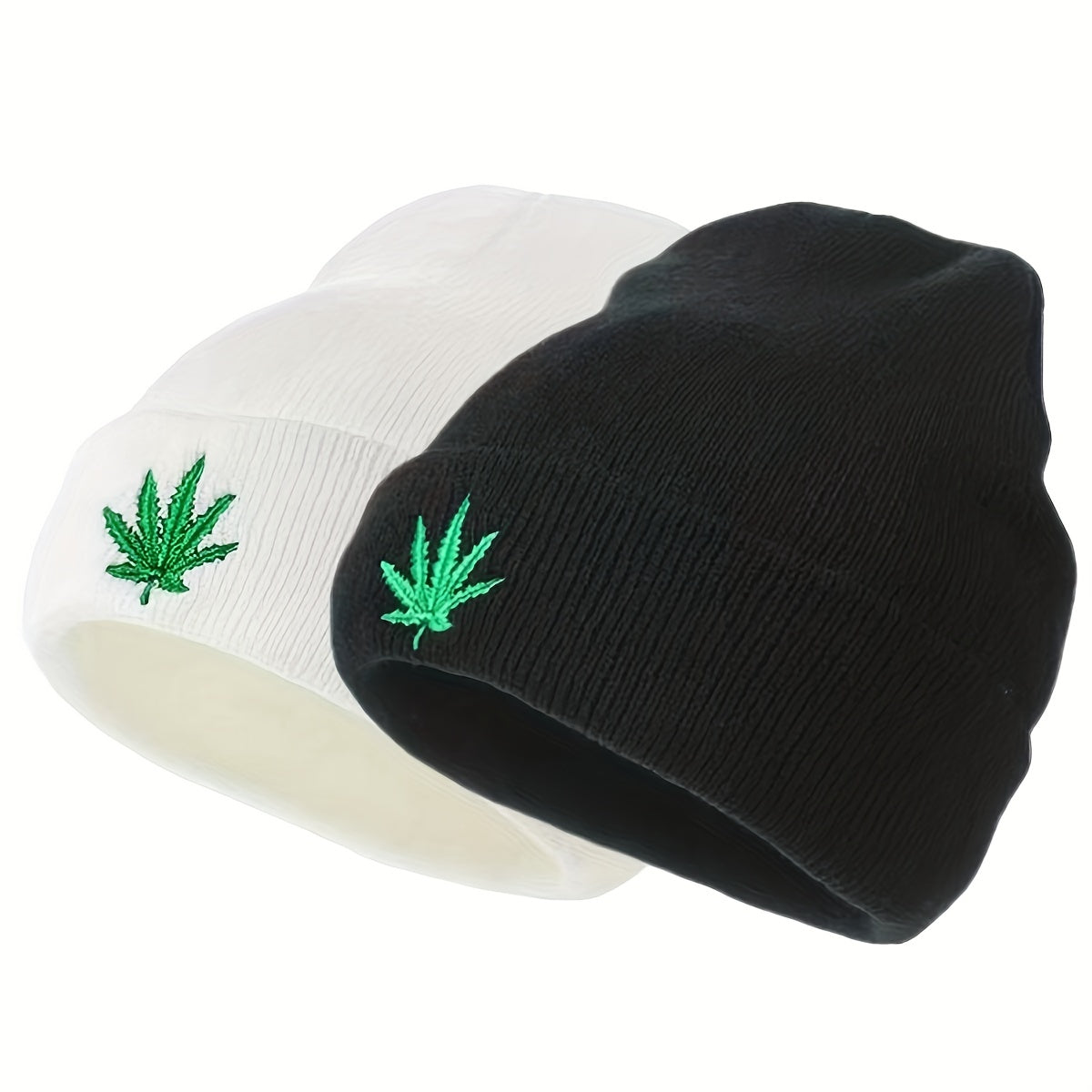 Leaf Embroidery Knitted Hat Hip Hop Sports Cap For Men Women Teens