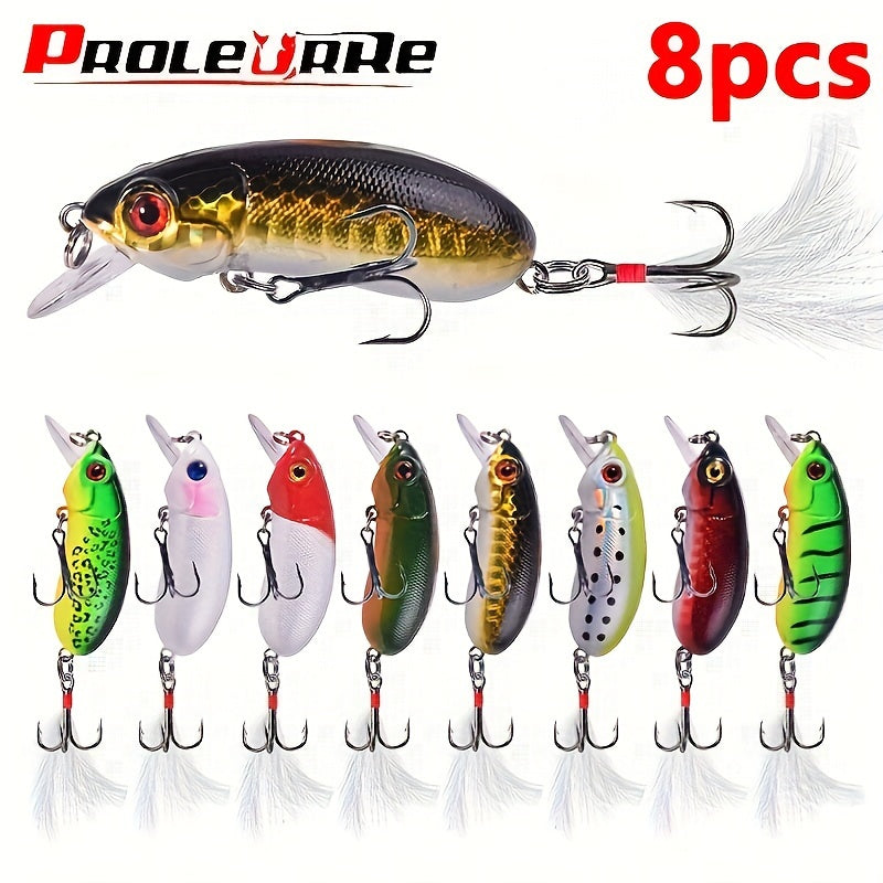 8pcs Minnow Fishing Lure Slow Sinking Swimbait Hard Bait for Bass Trout Pike