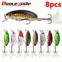 8pcs Minnow Fishing Lure Slow Sinking Swimbait Hard Bait for Bass Trout Pike