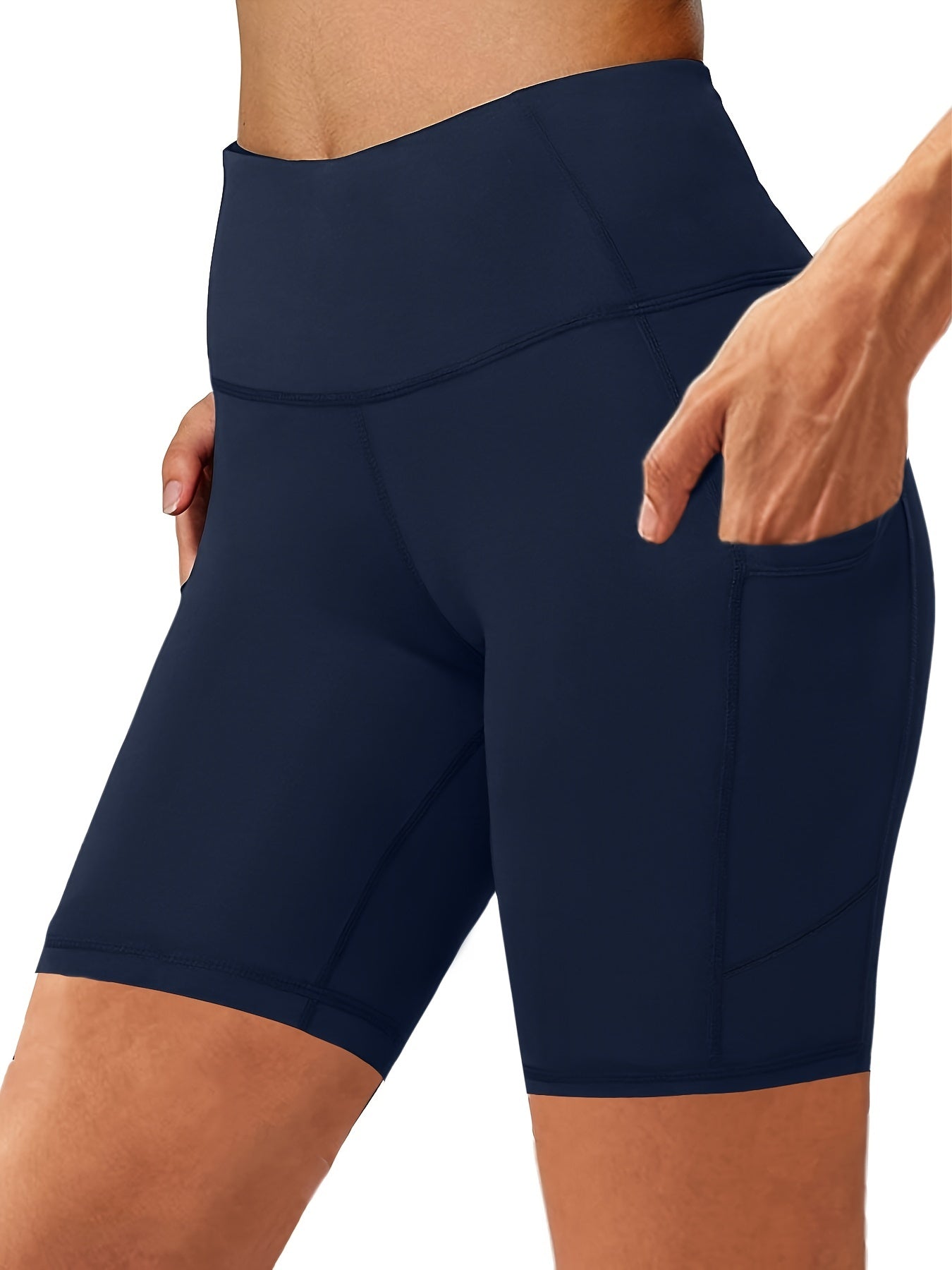 High Stretch Biker Shorts with Side Pockets