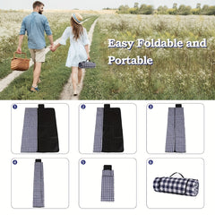 XL Waterproof Picnic Blanket Gingham Mat Beach Camping