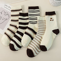 Colorblock Stripe Print Socks Comfy & Breathable Women's Stockings