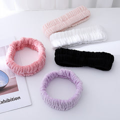 Plush Face Washing Headband & Wrist Wash Bands Set, Soft Makeup Head Wrap