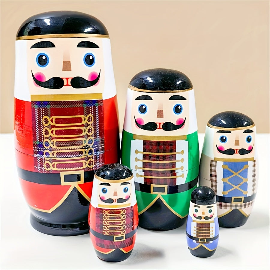 Colorful Wooden Nesting Dolls Set Educational Stackable Toys for Kids