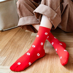 5 Pairs Christmas Print Socks Mid Tube Women's Stockings & Hosiery