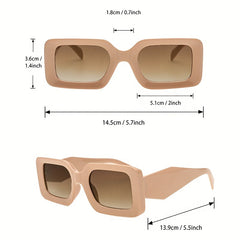 Square Frame Sunglasses Gradient Lens Wide Temple Glasses UV400