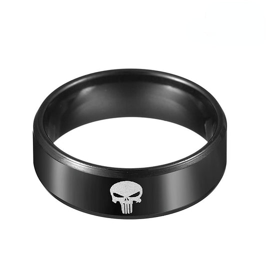 Titanium Stainless Steel Men's Skull Finger Ring Punk Jewelry