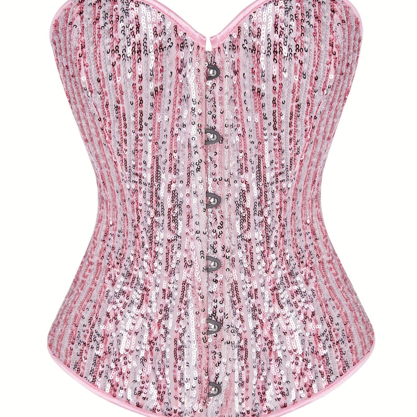  Sequin Lace Up Tummy Control Corset Top