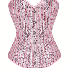  Sequin Lace Up Tummy Control Corset Top