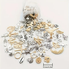 30-60pcs Alloy Silver Pendant Vintage Charms Bulk for DIY Jewelry Making