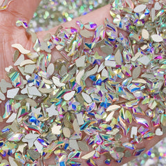 100Pcs Aurora Glass Crystal Nail Art Rhinestones Nail Gems Flat Back Stones