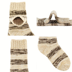 2 Pairs Stripe Print Socks Warm Mid Tube Women's Stockings