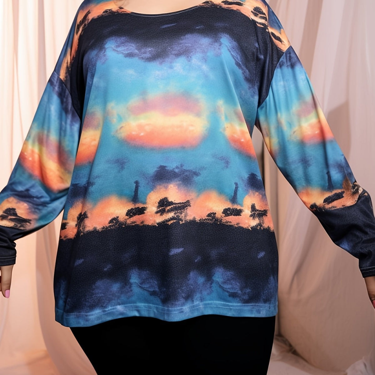 Tie Dye Long Sleeve Sports Top