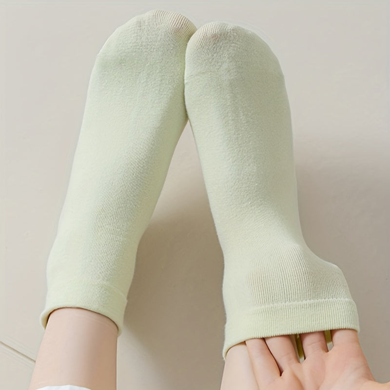 5 Pairs Solid Socks Comfy & Breathable Women's Stockings