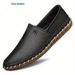 Men's Leather Slip On Flat Dress Shoes Soft Sole