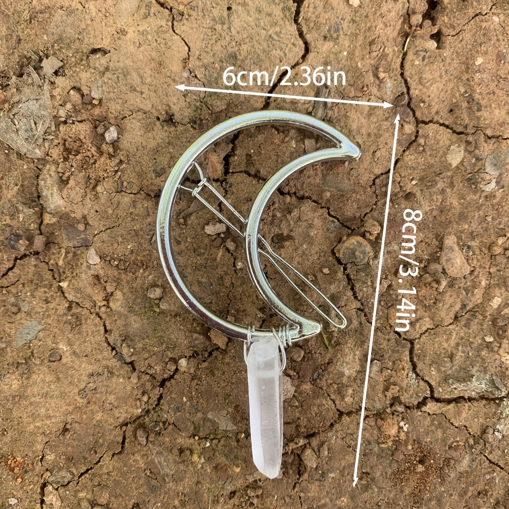 Opalite Crescent Moon Hair Clip Crystal Jewelry