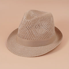 Short Brim Fedora Cap Breathable Jazz Hat Summer Sun Hat