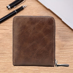 Men's Leather Zipper Wallet Bifold Card Holder Wallet