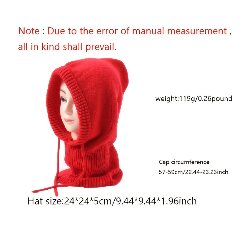 Red Cap With Scarf And Hood Women's Warm Hat Valentines