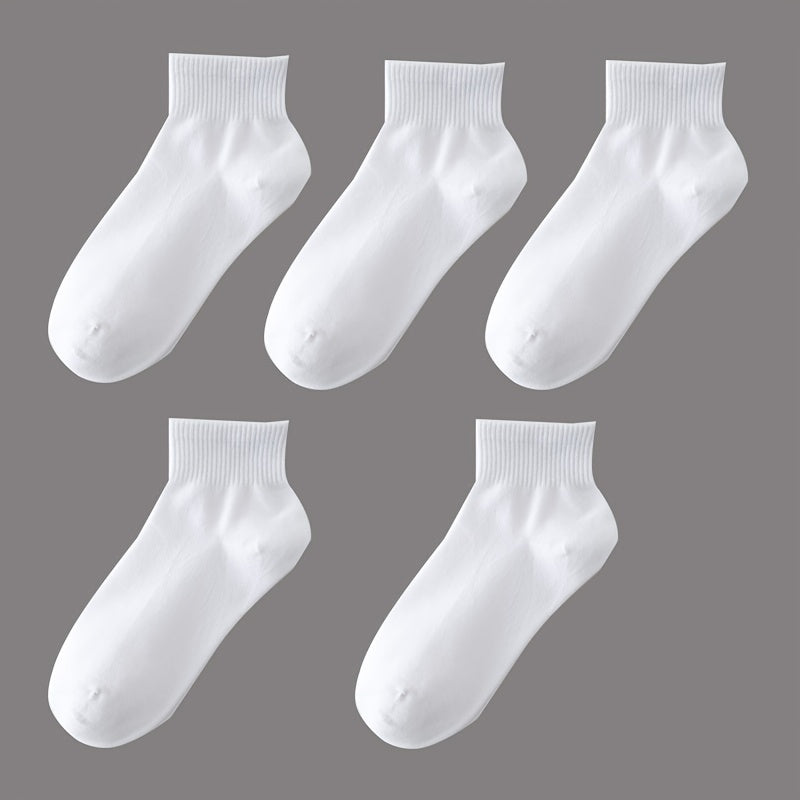 Comfy & Breathable 5 Pairs Solid Socks Women's Stockings & Hosiery