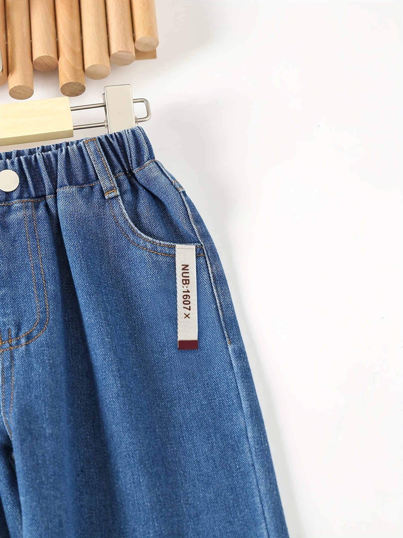 Girls' Wide Leg Denim Pants Casual Elastic Waist Kids Jeans