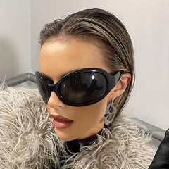 Y2K Oversized Round Sunglasses Futuristic Wrap Around Shades UV400
