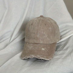 Unisex Breathable Ripped Baseball Cap w/ Letter Embroidery