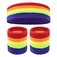 Rainbow Sweat Absorption Headband Stretchy Yoga Fitness Exercise Sweatband