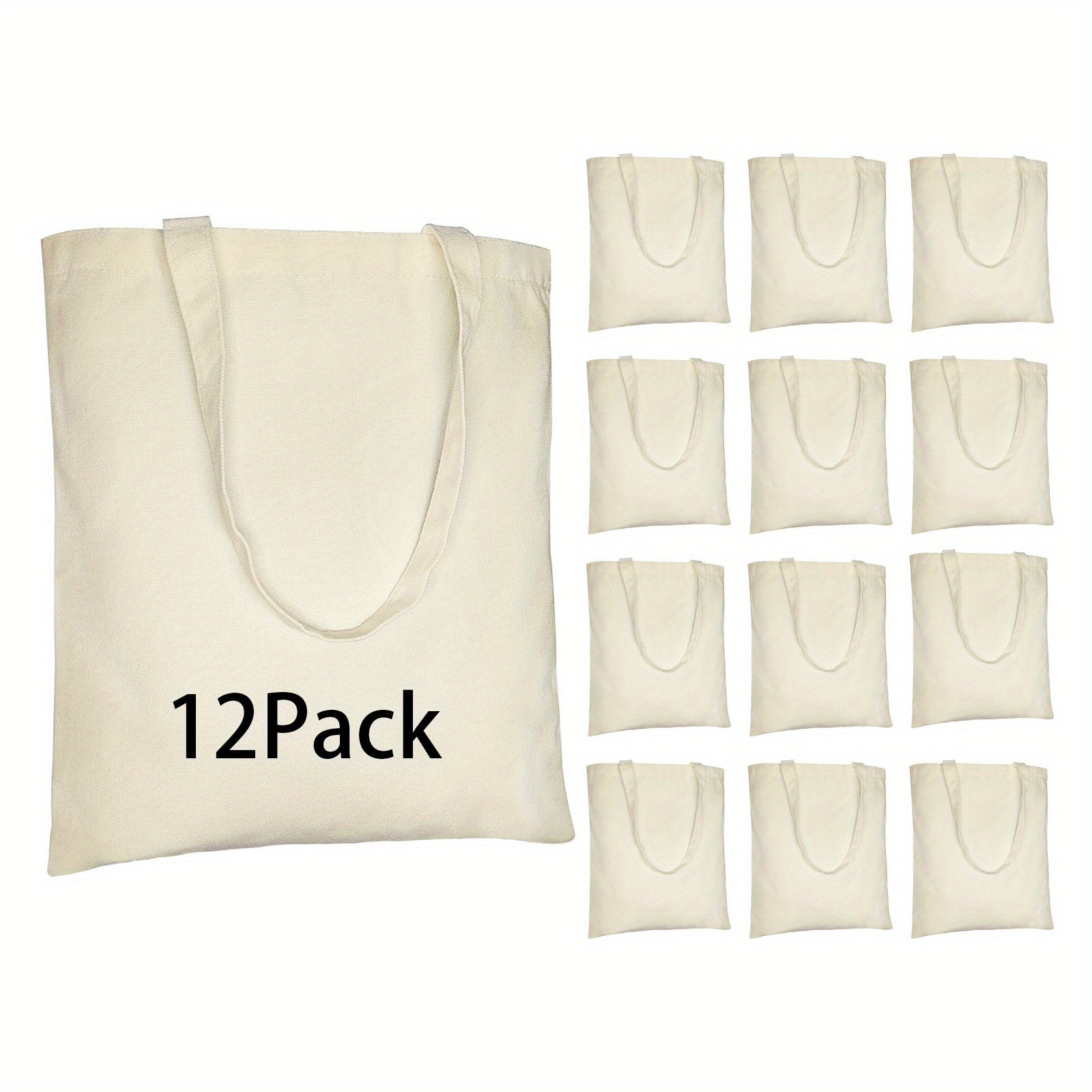 12 Pack Large Canvas Tote Bags for DIY Projects, Shopping, Gifts