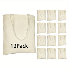 12 Pack Large Canvas Tote Bags for DIY Projects, Shopping, Gifts