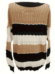  Colorblock V Neck Sweater High Stretch Jumper