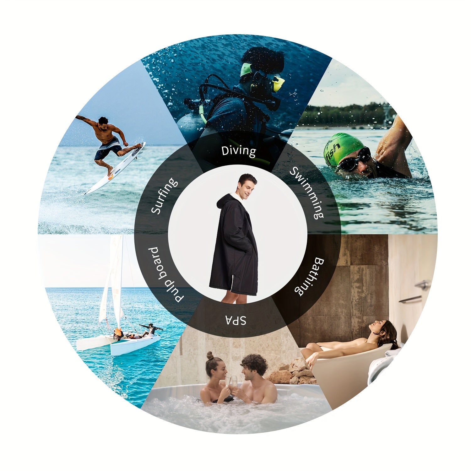 Quick Drying Surf Poncho Changing Robe with Hood and Pocket