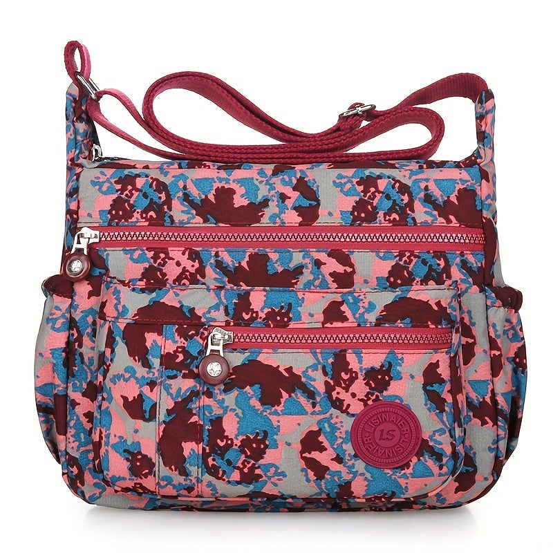 Leopard Print Nylon Crossbody Bag Women's Shoulder Purse