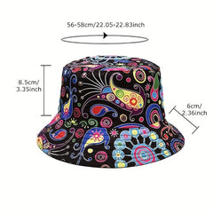 Paisley Print Bucket Hat Reversible Cartoon Anime Sunscreen Fisherman