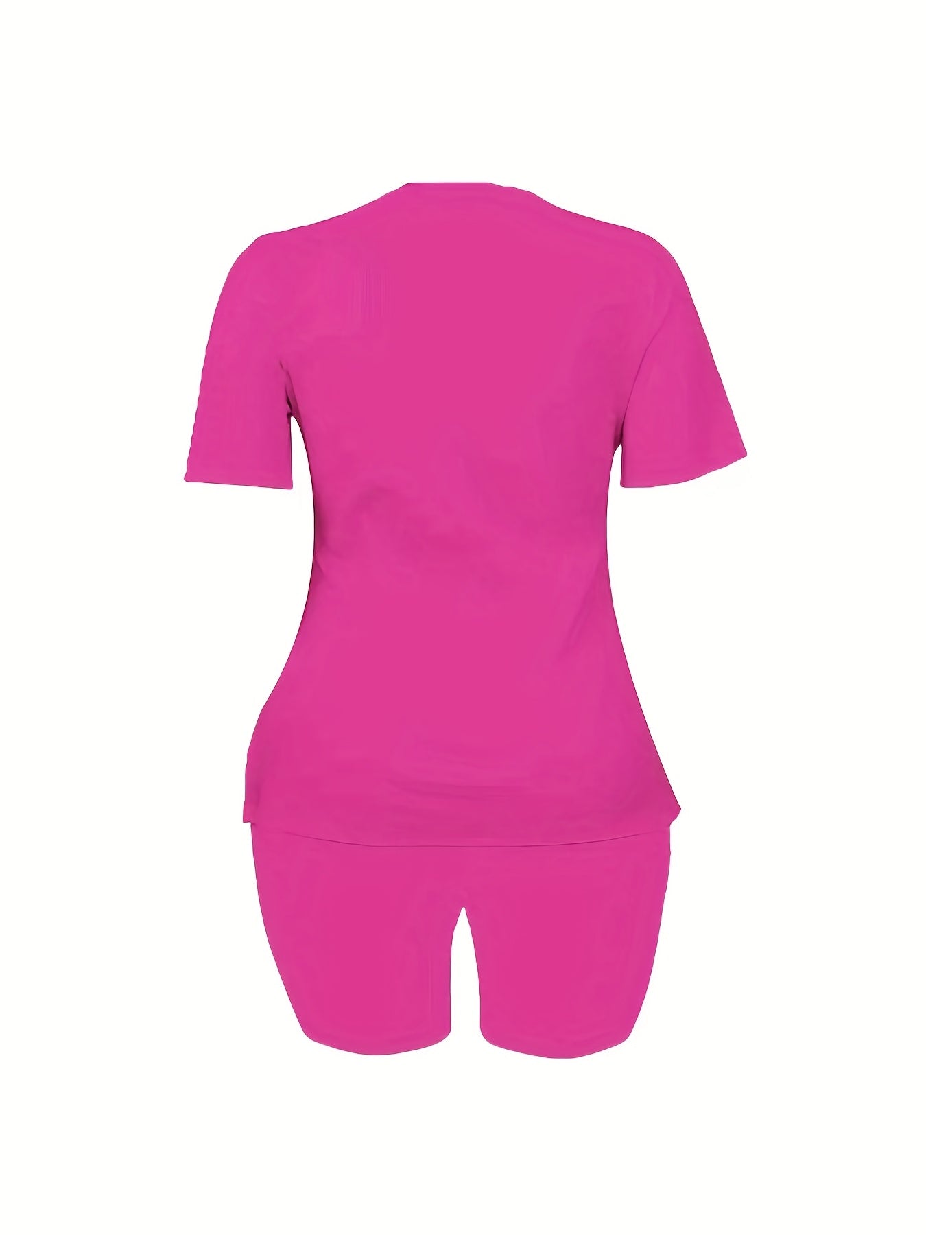  2 Piece Set Women's Plus Crown & Letter Print Tee & Shorts