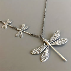 Vintage Dragonfly Pendant Necklace For Women Bohemian Charm Necklace